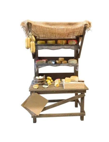 Bancarella con formaggi per statue da 25-30 cm