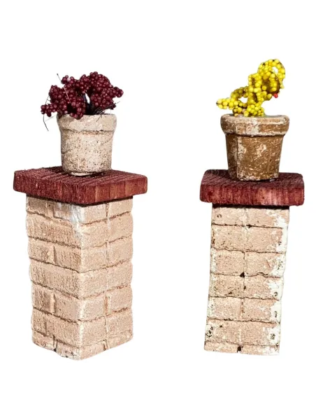 Set 2 colonne con fiori in gesso per statue da 12 cm