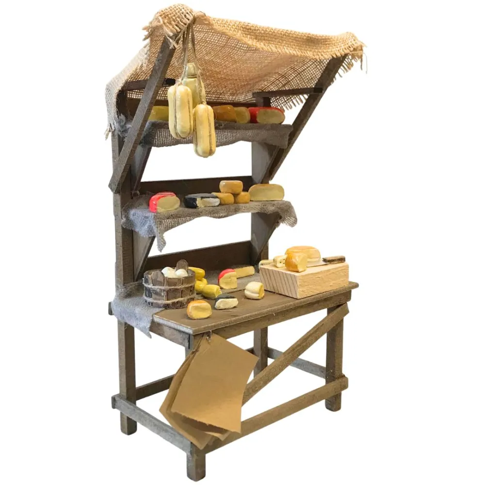 Bancarella con formaggi per statue da 25-30 cm