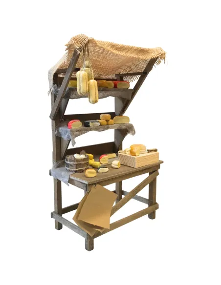 Bancarella con formaggi per statue da 25-30 cm