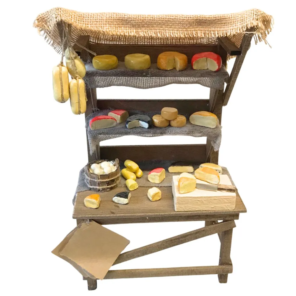 Bancarella con formaggi per statue da 25-30 cm