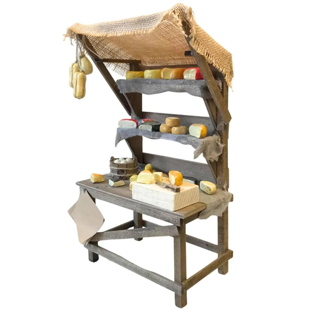 Bancarella con formaggi per statue da 25-30 cm