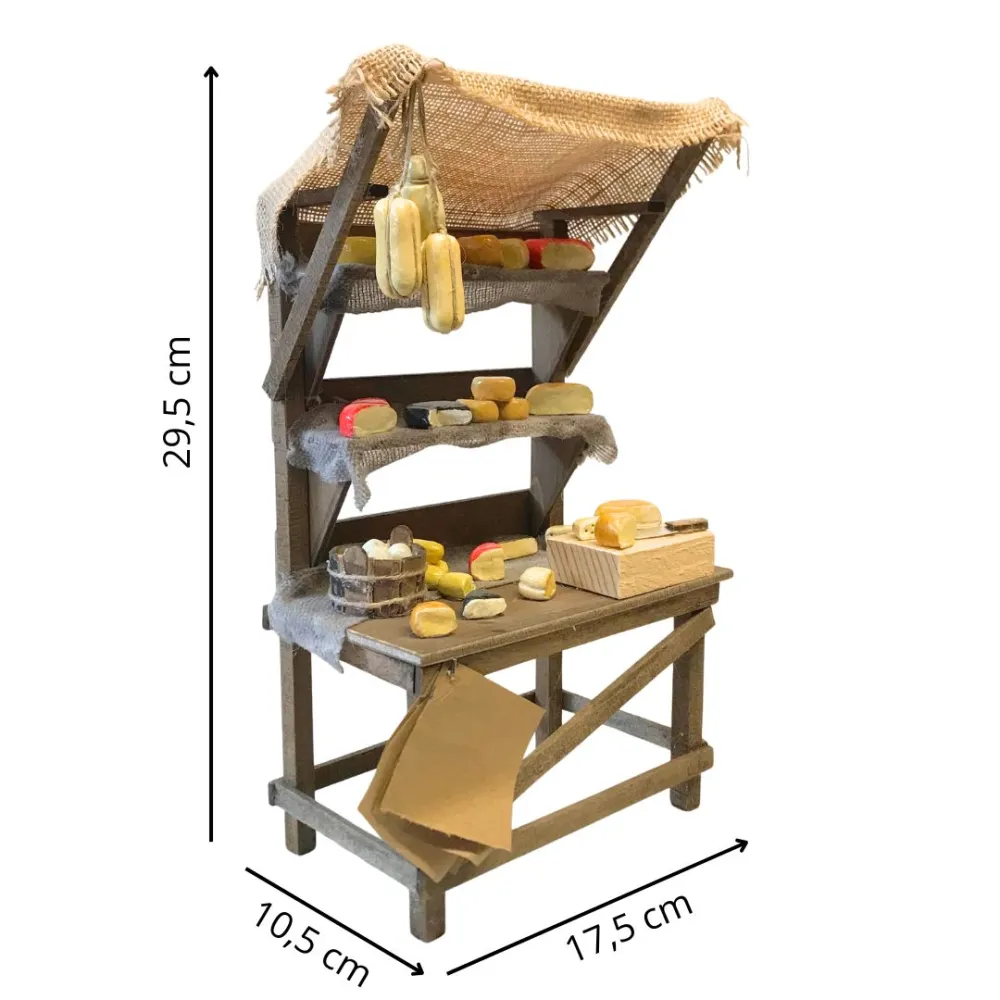 Bancarella con formaggi per statue da 25-30 cm