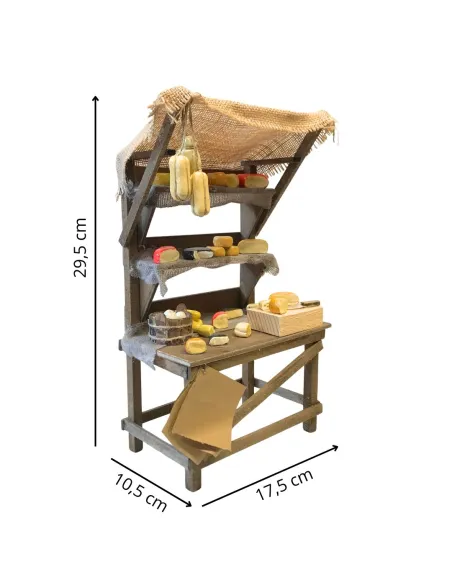Bancarella con formaggi per statue da 25-30 cm