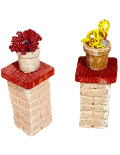 Set 2 colonne con fiori in gesso per statue da 12 cm 2