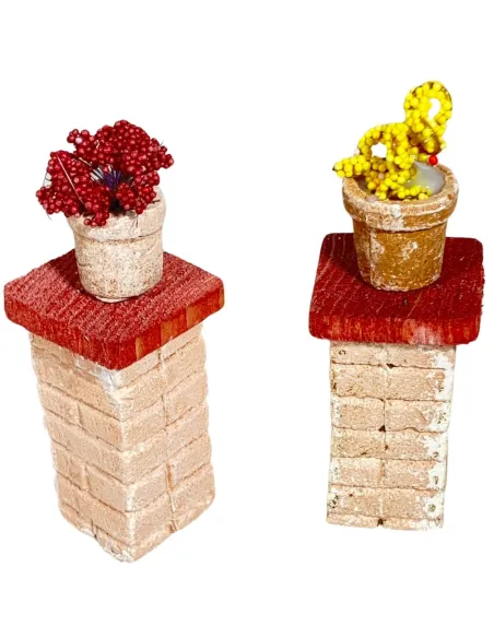 Set 2 colonne con fiori in gesso per statue da 12 cm