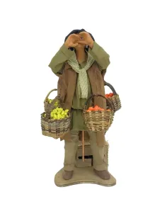 Animated Terracotta Citrus Vendor with Baskets - 25 cm 2