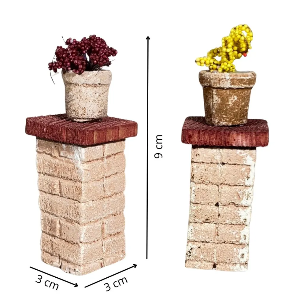 Set of Two Plaster Flower Columns for 12 cm Nativity Figures