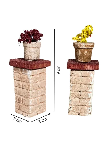 Set 2 colonne con fiori in gesso per statue da 12 cm