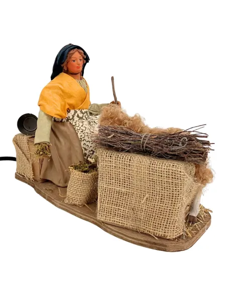 Donna che nutre pecora in terracotta in movimento per statue da 25 cm