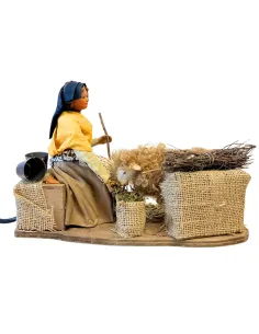 Animated Terracotta Woman Feeding a Sheep - 25 cm 2