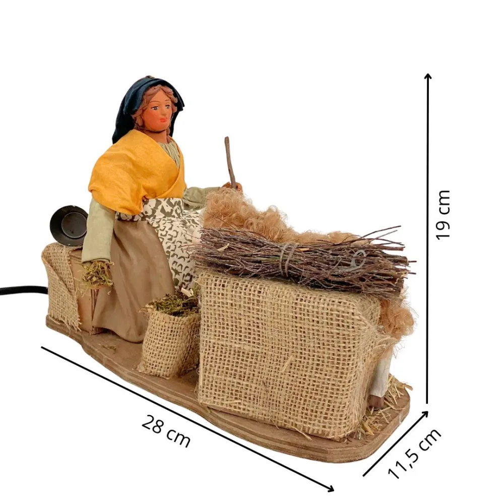 Donna che nutre pecora in terracotta in movimento per statue da 25 cm