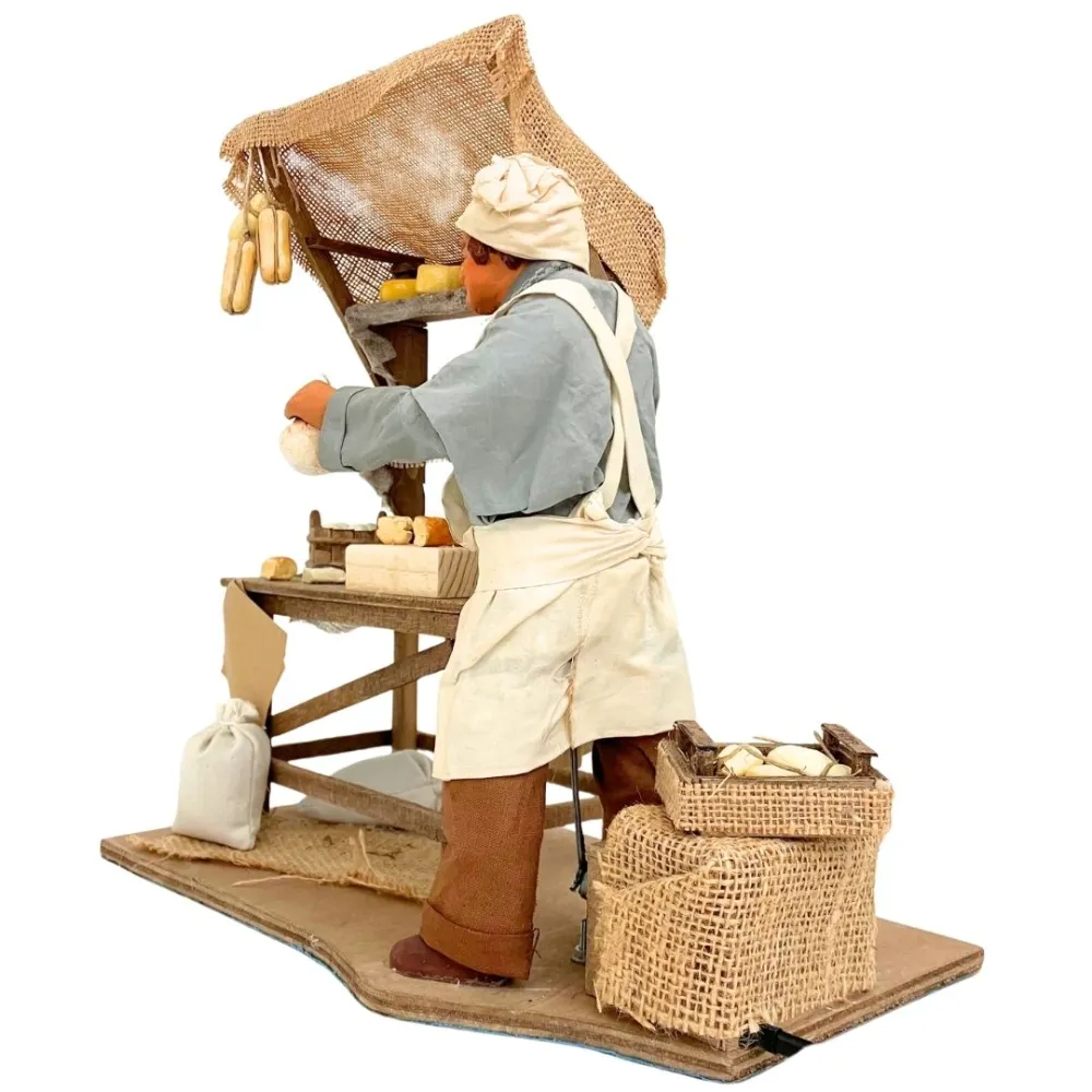 Animated Terracotta Cheese Seller - 25 cm