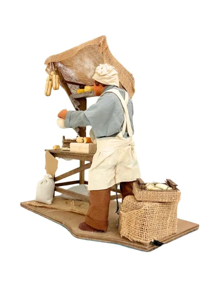 Venditore di formaggi in terracotta con banco in movimento 25 cm