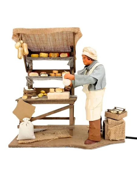 Venditore di formaggi in terracotta con banco in movimento 25 cm