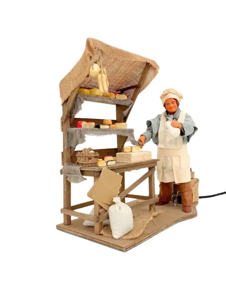Venditore di formaggi in terracotta con banco in movimento 25 cm