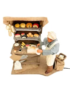 Venditore di formaggi in terracotta con banco in movimento 25 cm