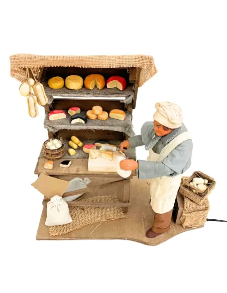 Venditore di formaggi in terracotta con banco in movimento 25 cm