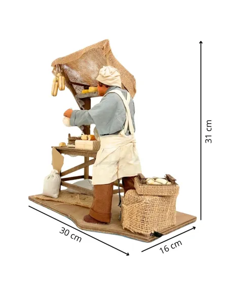 Venditore di formaggi in terracotta con banco in movimento 25 cm