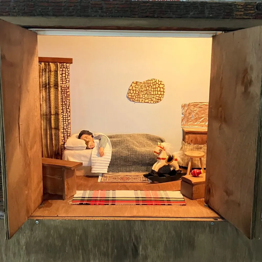 Animated Child on Rocking Horse Changing Scene - 30 cm
