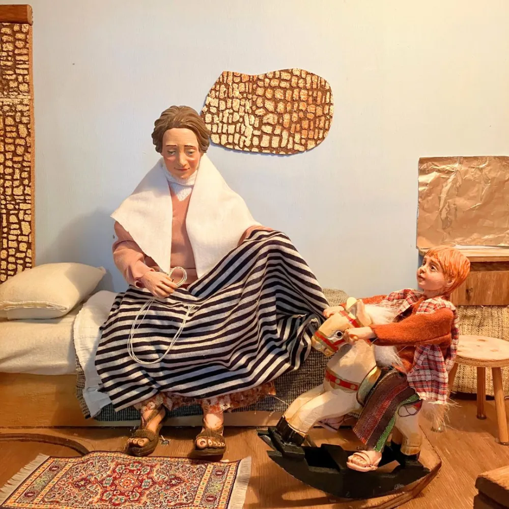 Animated Child on Rocking Horse Changing Scene - 30 cm