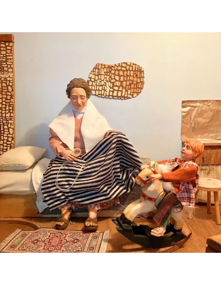 Animated Child on Rocking Horse Changing Scene - 30 cm