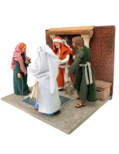 Gesù, Maria e Giuseppe al tempio con i maestri in resina 30 cm 2