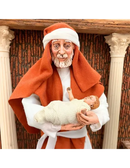 Gesù, Maria e Giuseppe al tempio con i maestri in resina 30 cm