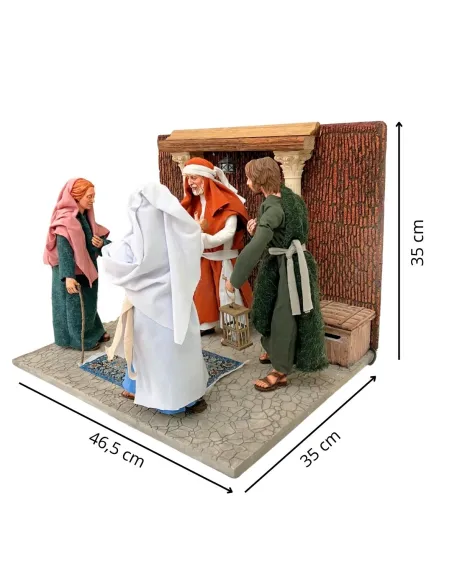 Gesù, Maria e Giuseppe al tempio con i maestri in resina 30 cm