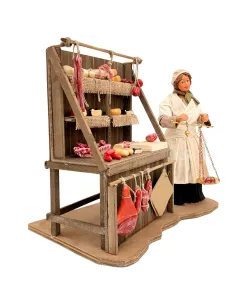 Venditrice di salumi e formaggi in terracotta 25 cm in movimento 2