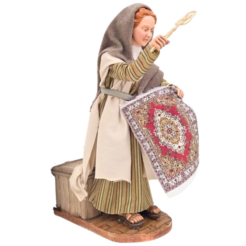 Donna che spolvera il tappeto palestinese in movimento 30 cm