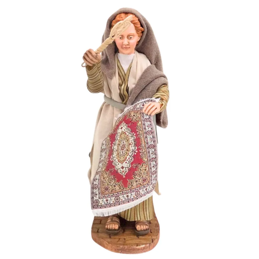 Donna che spolvera il tappeto palestinese in movimento 30 cm