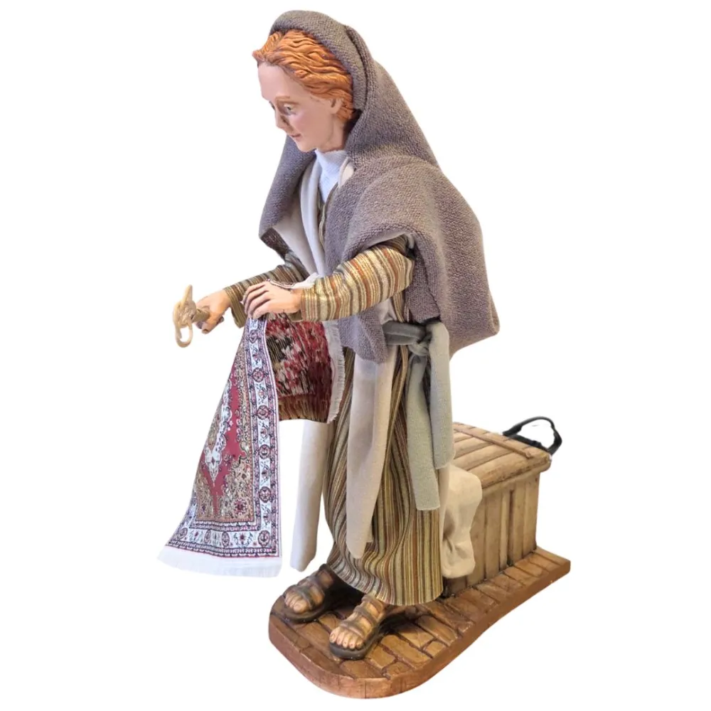 Donna che spolvera il tappeto palestinese in movimento 30 cm