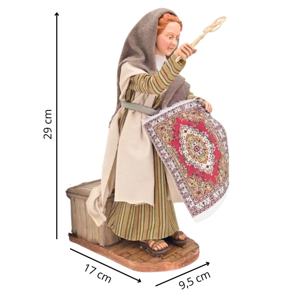 Donna che spolvera il tappeto palestinese in movimento 30 cm