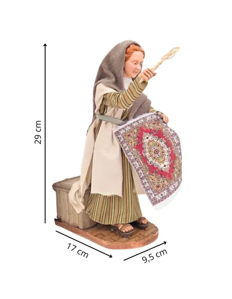 Donna che spolvera il tappeto palestinese in movimento 30 cm