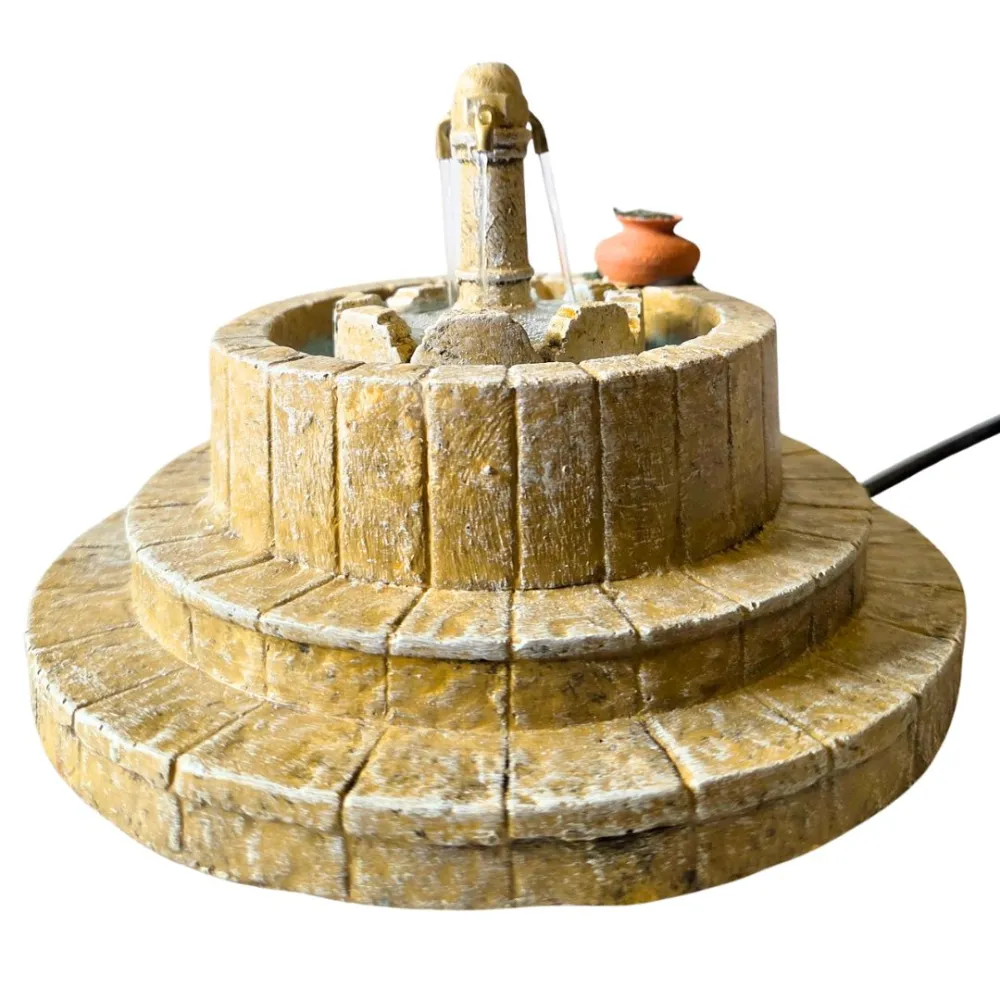 Fontana a 3 getti in resina per statue da 8-10 cm