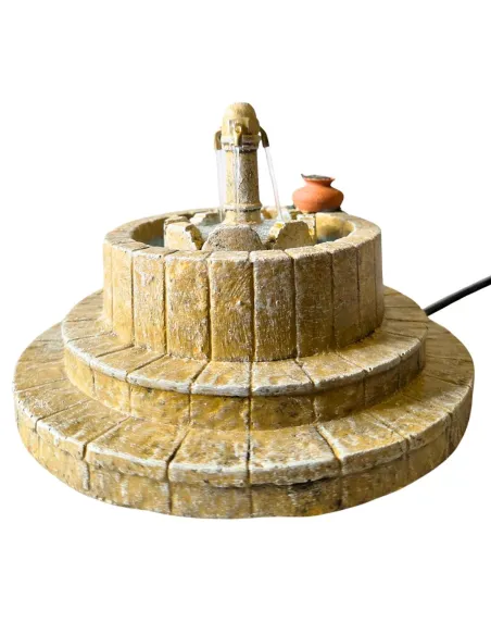 Fontana a 3 getti in resina per statue da 8-10 cm