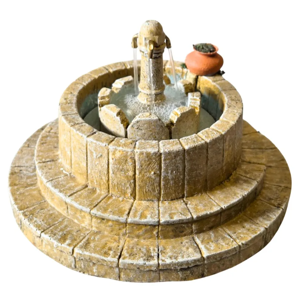 Fontana a 3 getti in resina per statue da 8-10 cm