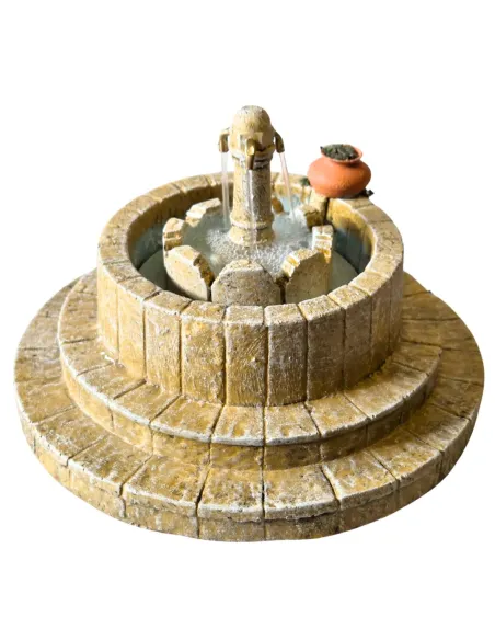 Three-spout resin fountain for 8–10 cm Nativity figures