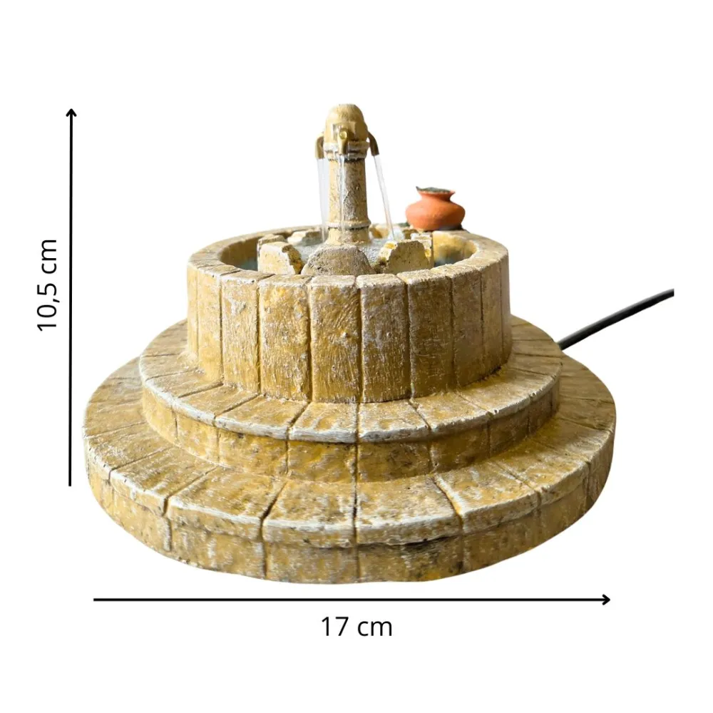 Fontana a 3 getti in resina per statue da 8-10 cm