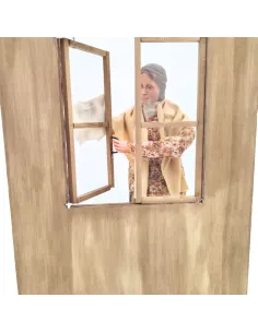 Donna che pulisce il vetro popolare in movimento 30 cm