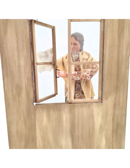 Donna che pulisce il vetro popolare in movimento 30 cm