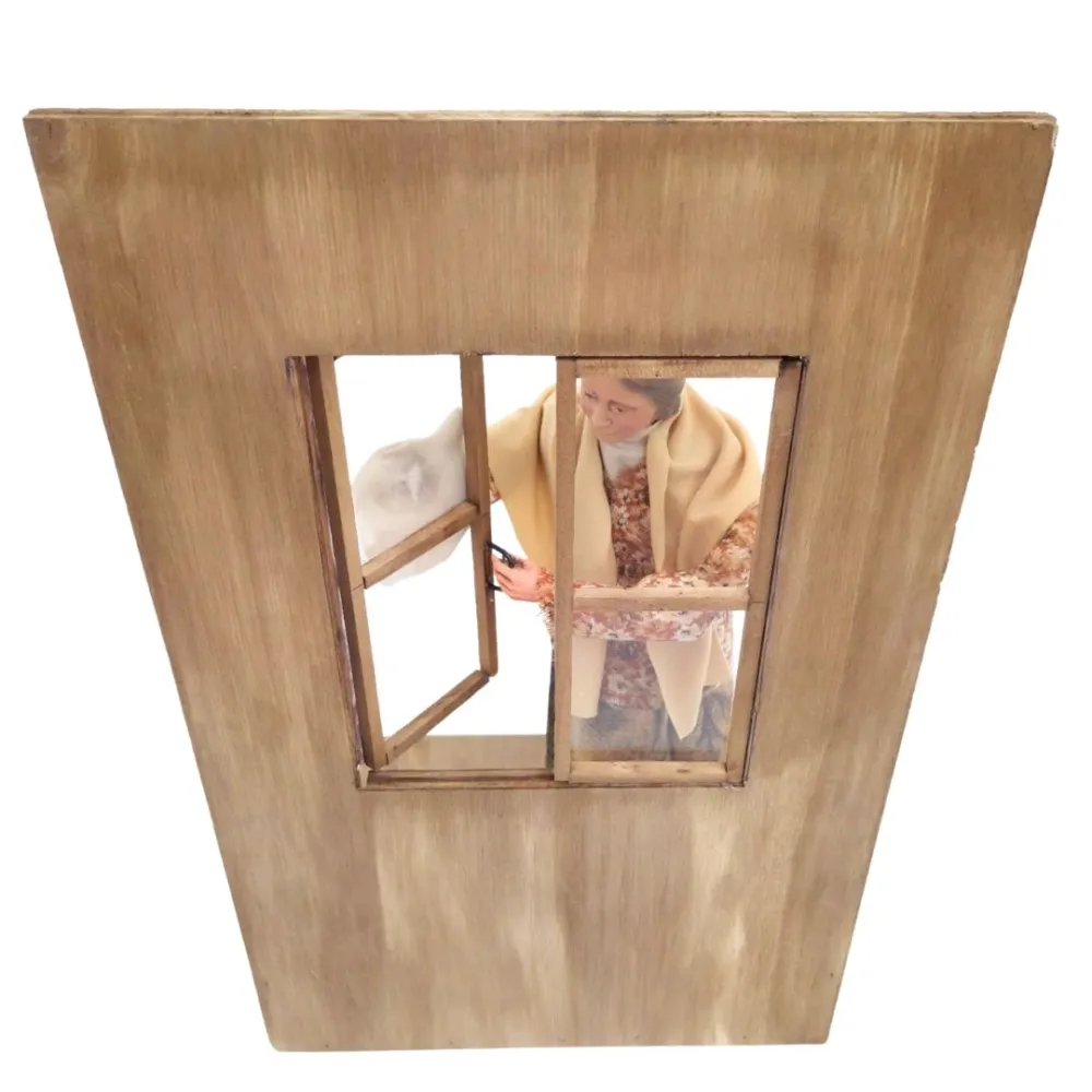 Donna che pulisce il vetro popolare in movimento 30 cm