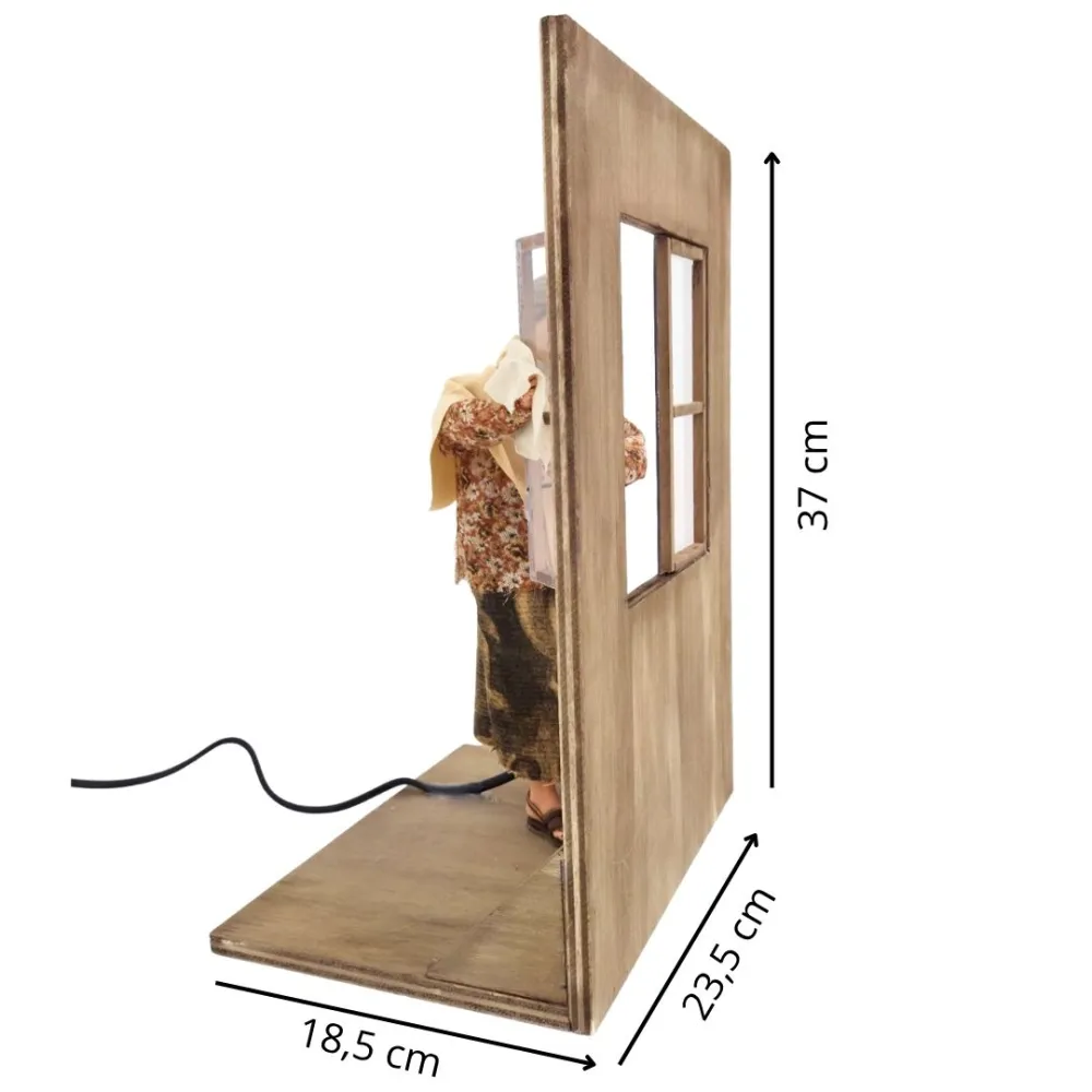 Donna che pulisce il vetro popolare in movimento 30 cm