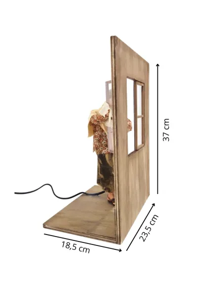 Animated Traditional Woman Cleaning a Window - 30 cm