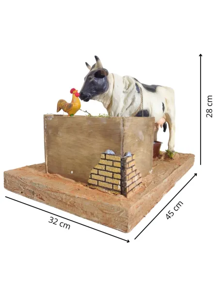 Animated Traditional Milker with Spotted Cow - 30 cm