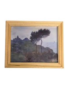 Quadro con paesaggio e cornice in legno 7,5x6 cm per statue da 20 a 30 cm