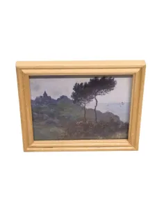Quadro con paesaggio e cornice in legno 7,5x6 cm per statue da 20 a 30 cm 2