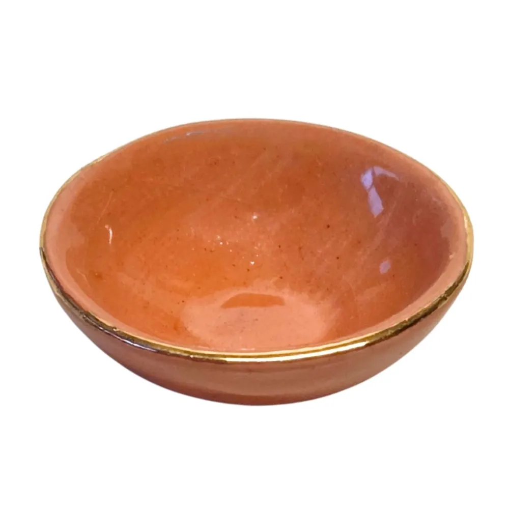 Ciotola in terracotta con bordo dorato per statue da 25-30 cm