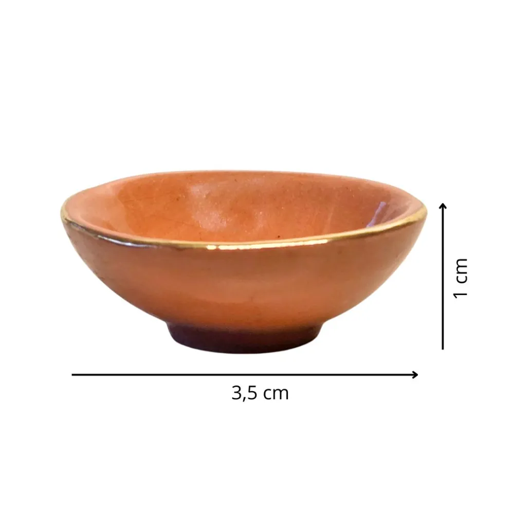 Ciotola in terracotta con bordo dorato per statue da 25-30 cm
